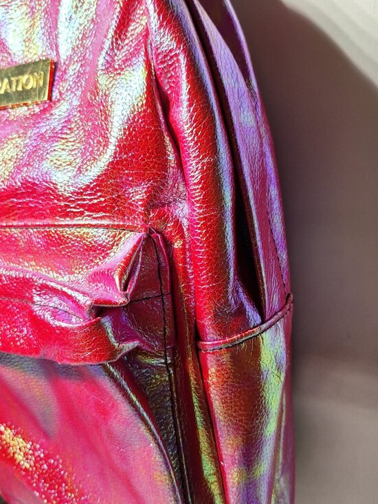 Vibedration Hydration Backpack w/o bladder- Red/Pink w/Gold Faux Leather-type main image 5